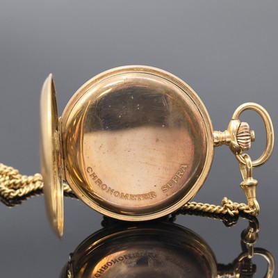 27034871c - SUPRA Chronometer Savonette in RG 585/000 mit Kette in RG 375/000, Schweiz um 1910, ...