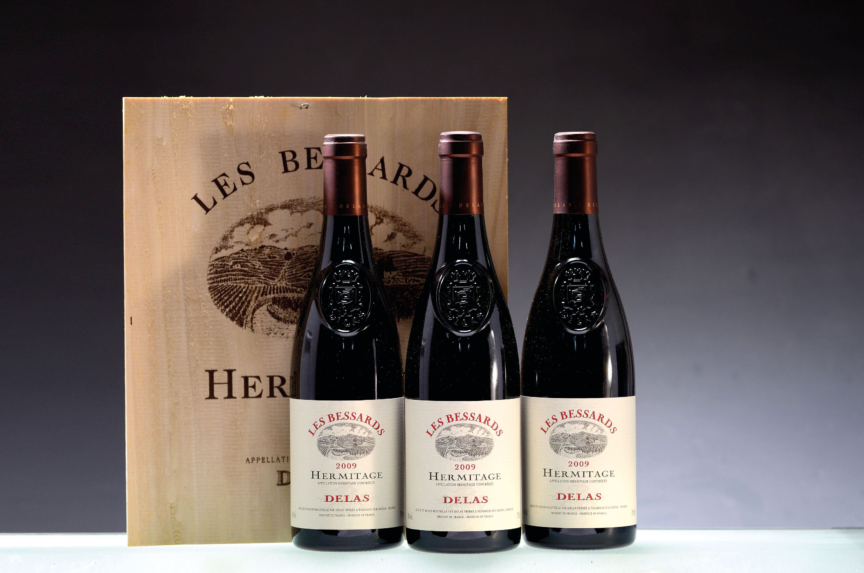 Detail a: 6 Flaschen 2009 Delas Freres Hermitage Les Bessards, Rhone, Frankreich, je 75 cl, 14 % Vol., Füllstand: high fill, hervorragende ...