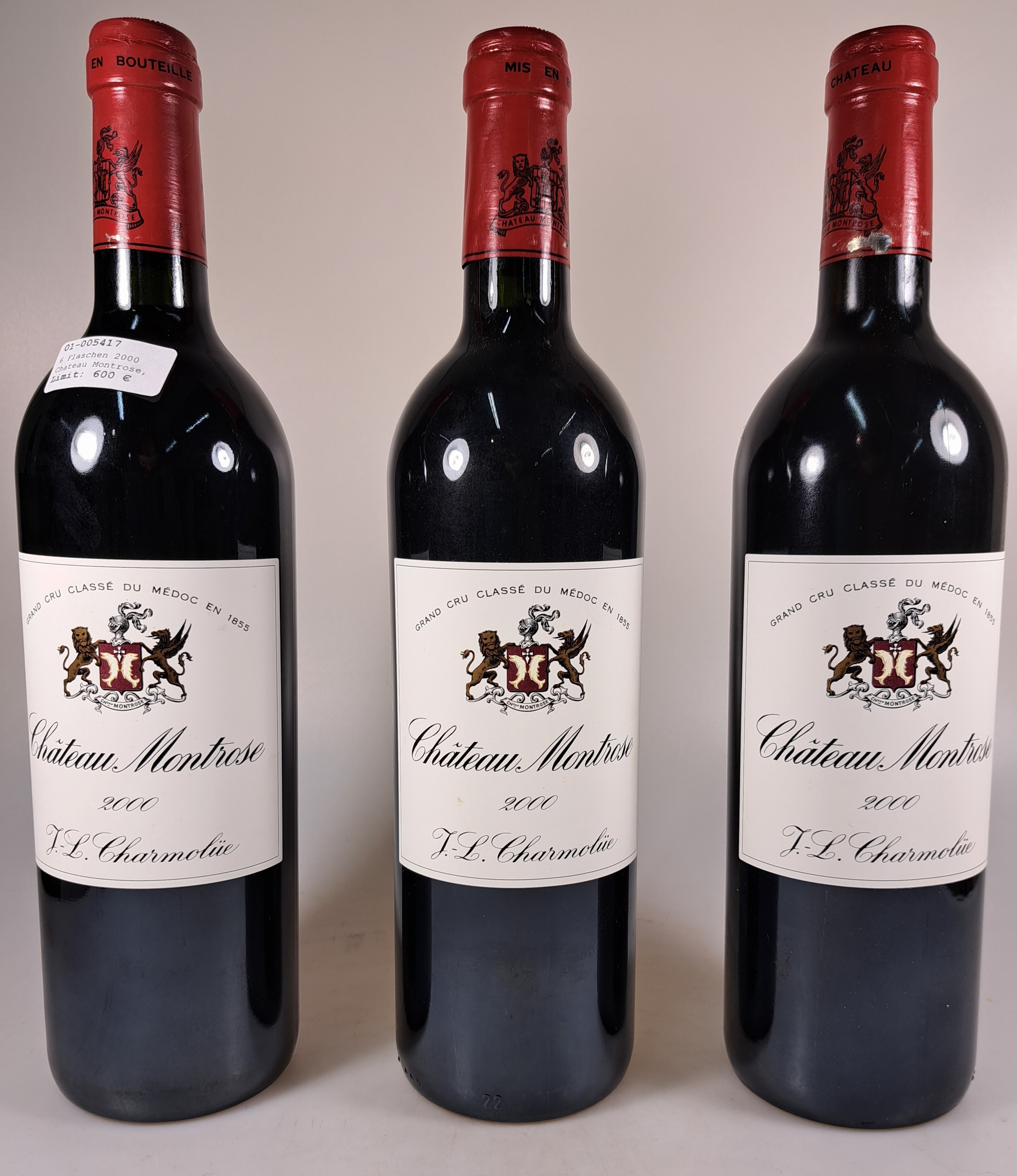 Detail a: 6 Flaschen 2000 Chateau Montrose, 2eme Grand Cru Class, Saint-Estephe, Bordeaux, Frankreich, je 75 cl, 12,5 % Vol., Füllstand: high fill, ...