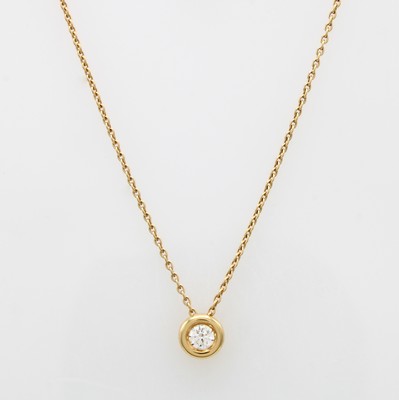 Image Collier mit Brillantsolitär, GG 585/000, Brill. in Zargenfassung ca. 0.15 ct Weiß/si, ...