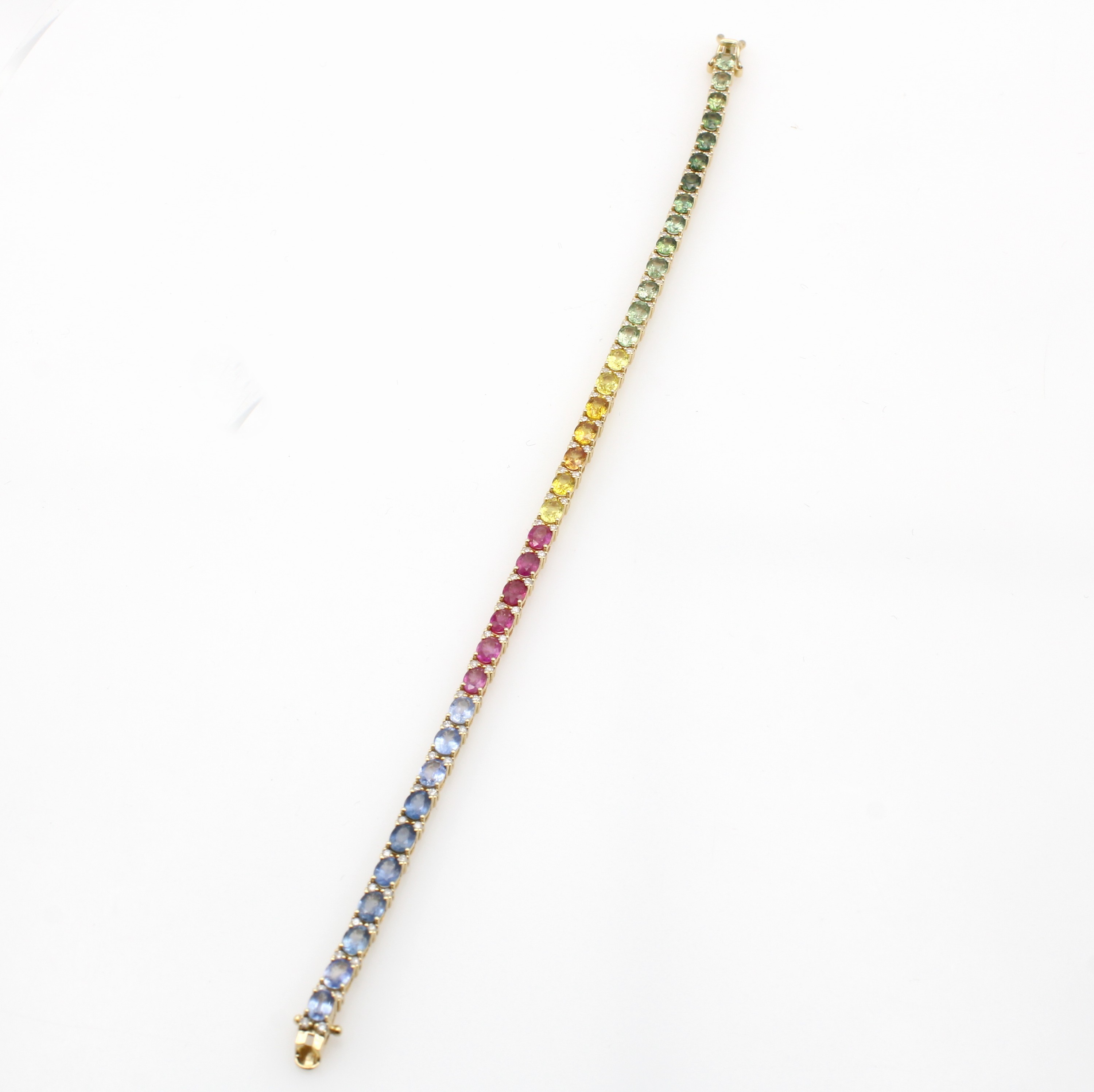 Image 27035002 - Armband ´Rainbow´ mit Diamanten und Saphiren, GG 585/000, 74 Diam. zus. ca. 0.60 ct ...