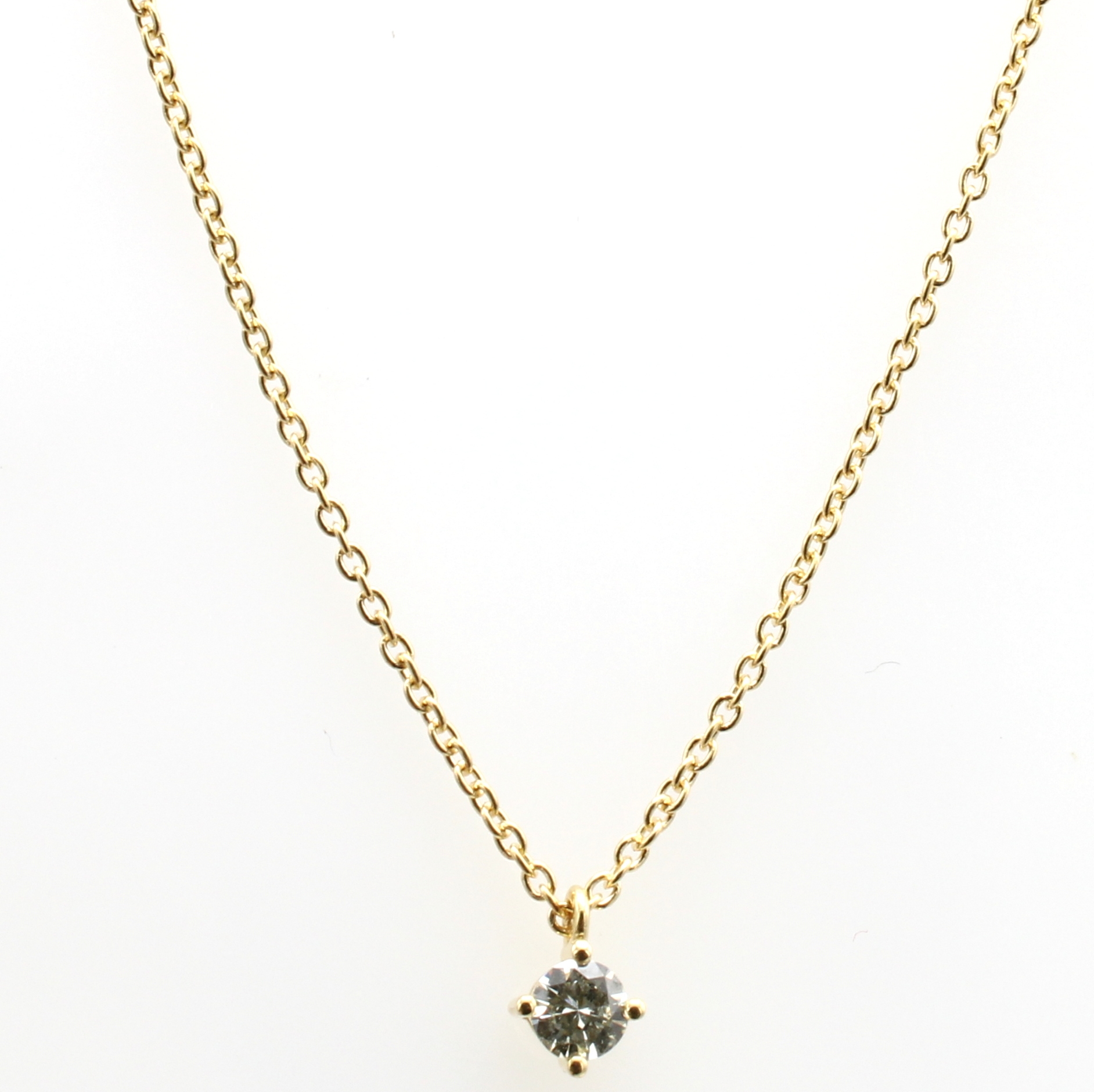 Image 27035013 - Anhänger mit Brillanten an Kette, GG 750/000, Diam. ca. 0.13 ct get.Weiß/vs1, in L. ...