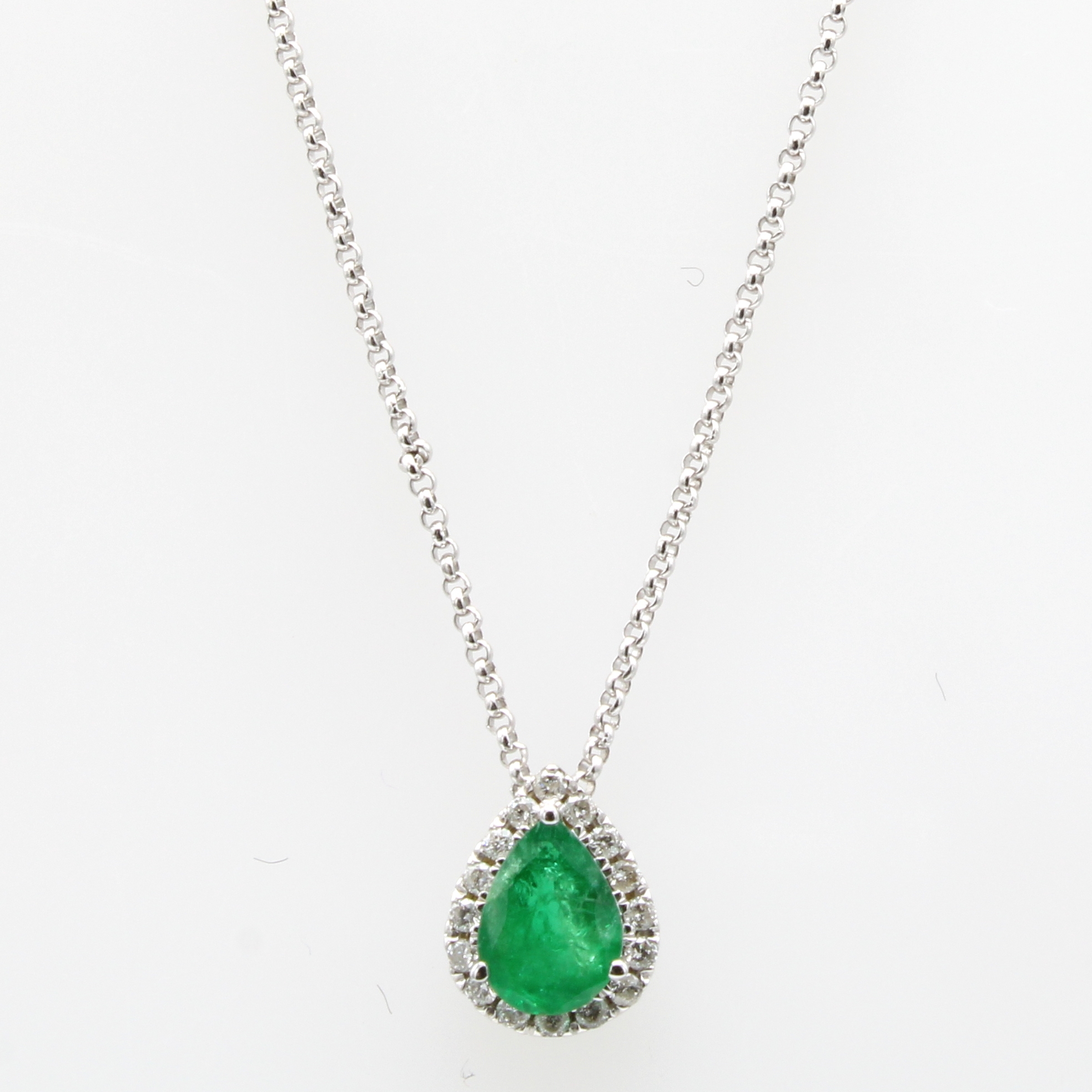 Image 27035021 - Anhänger mit Smaragd und Brillanten an Kette, WG 750/000, tropfenf. Smaragd ca. 0.59 ...