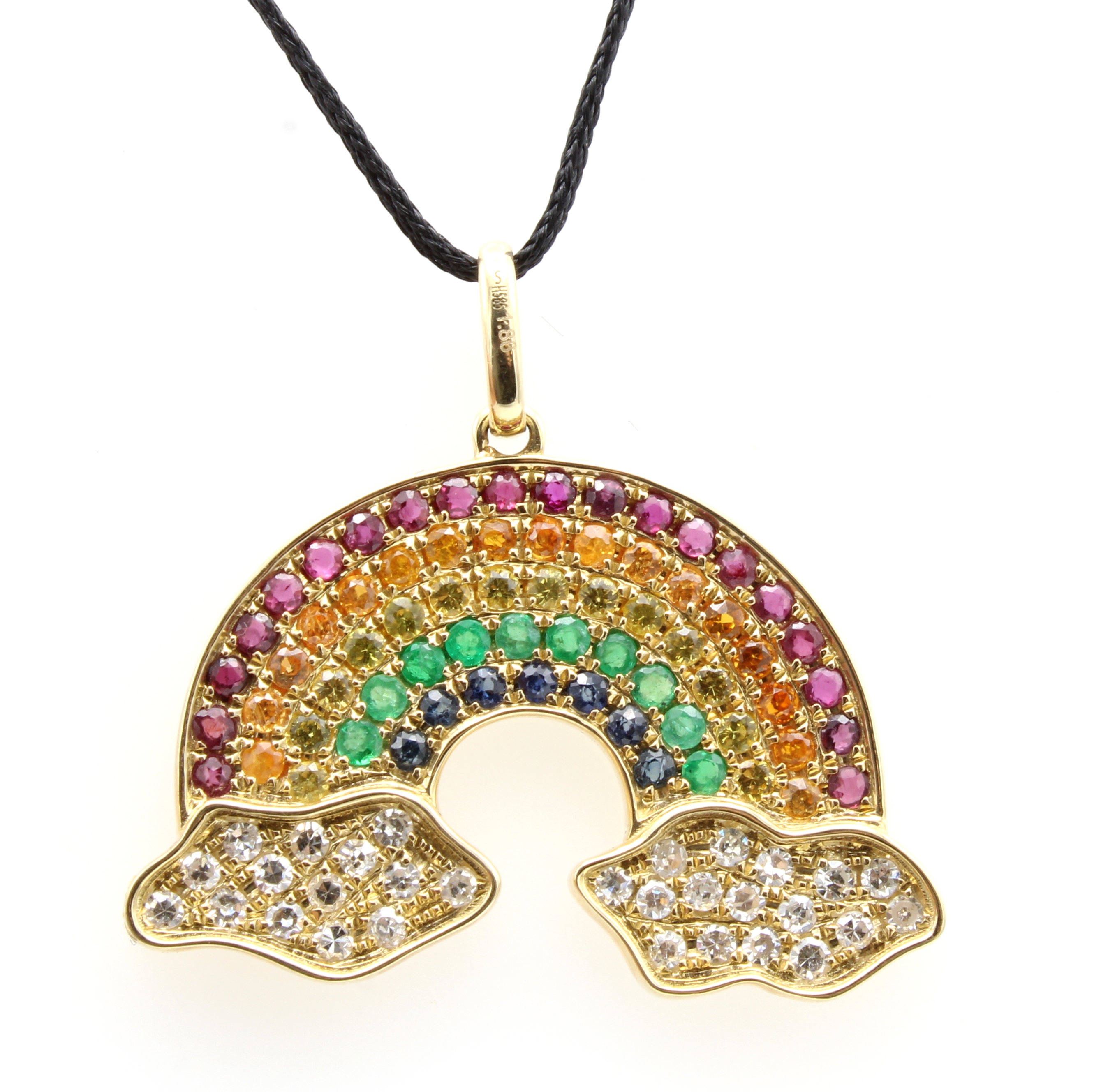 Image 27035028 - Anhänger ´Regenbogen´ mit Farbsteinen und Brillanten, GG 585/000, Saphire, Smaragde, ...