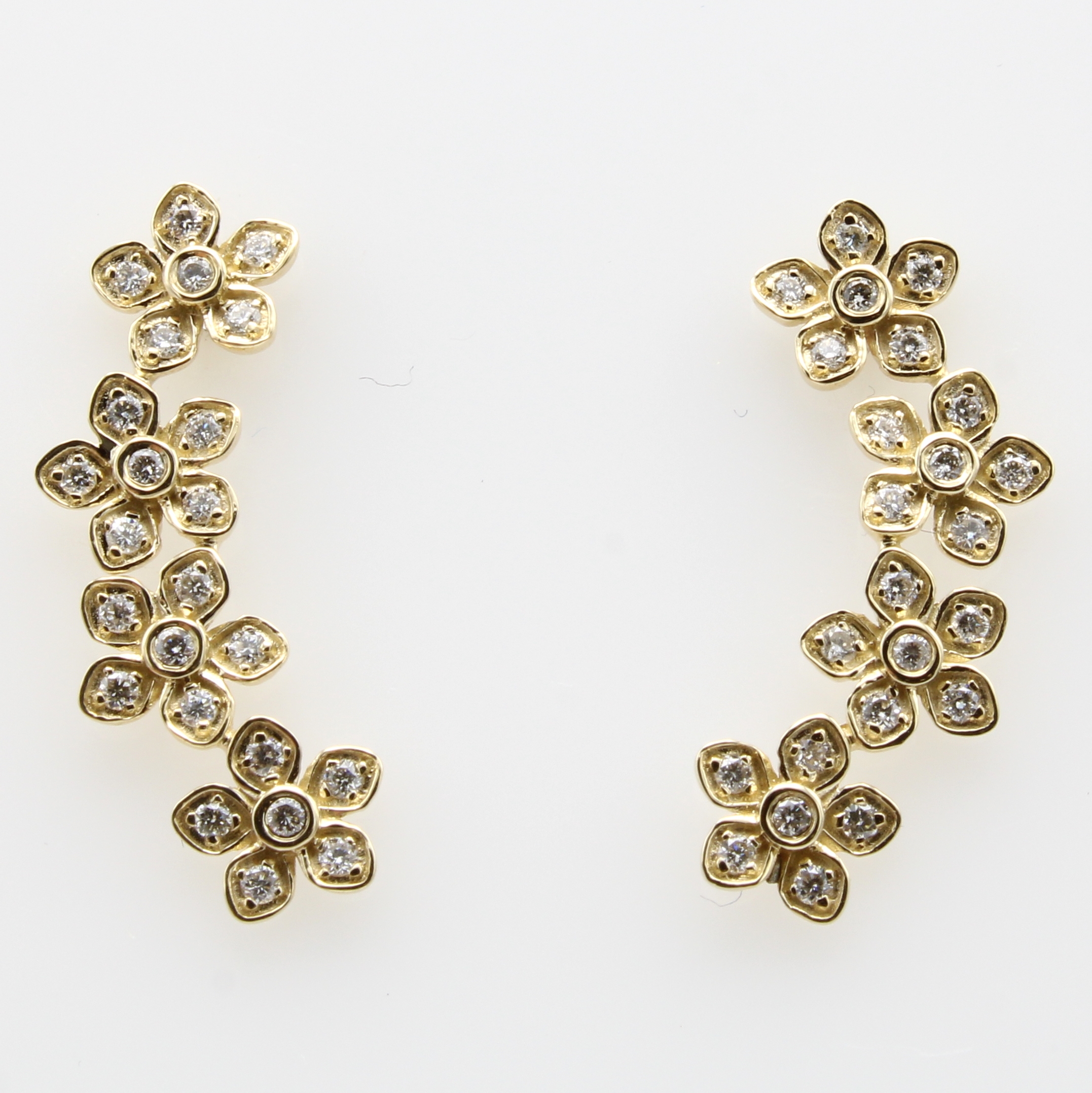Image 27035036 - Paar Ohrstecker mit Brillanten, GG 585/000, 48 Brill. in 8 Blütenf. gef. zus. ca. 0.33 ...