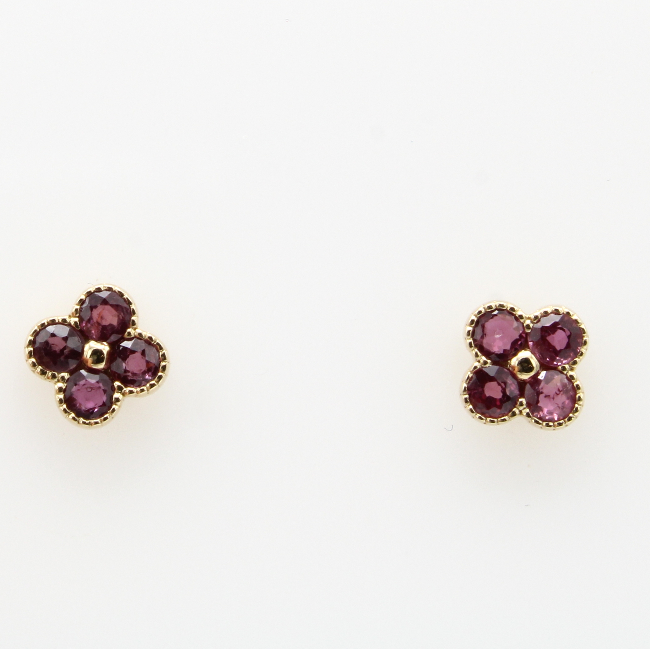 Image 27035040 - Paar Ohrstecker mit Rubinen, GG 585/000, 8 Rubine in Blütenform zus. ca. 0.74 ct ...