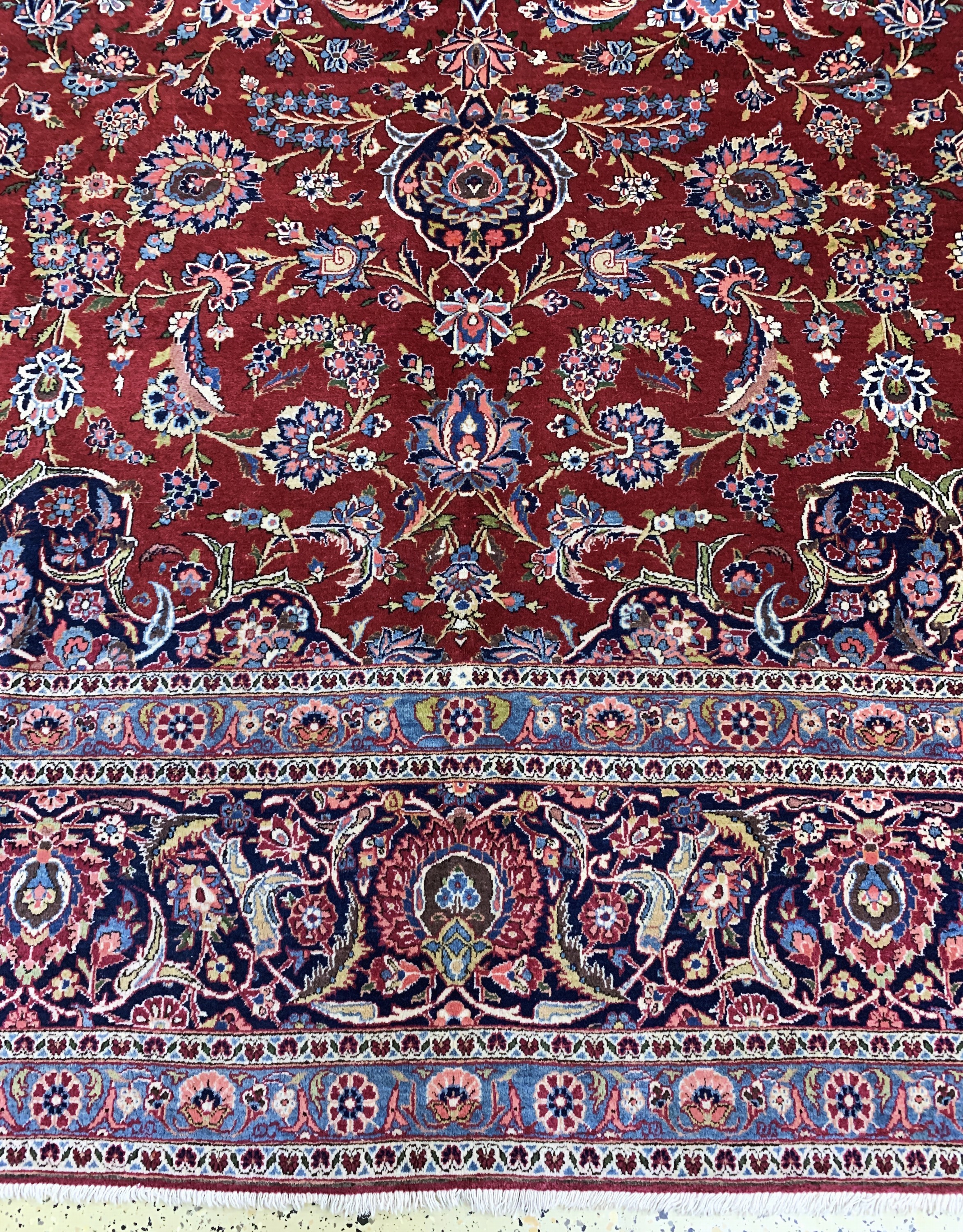 Detail b: Keschan Kork fein, Persien, Anfang 20.Jhd, Korkwolle auf Baumwolle, ca. 420 x 320 cm, fachkundig gereinigt, EHZ: 2(Abrasch)