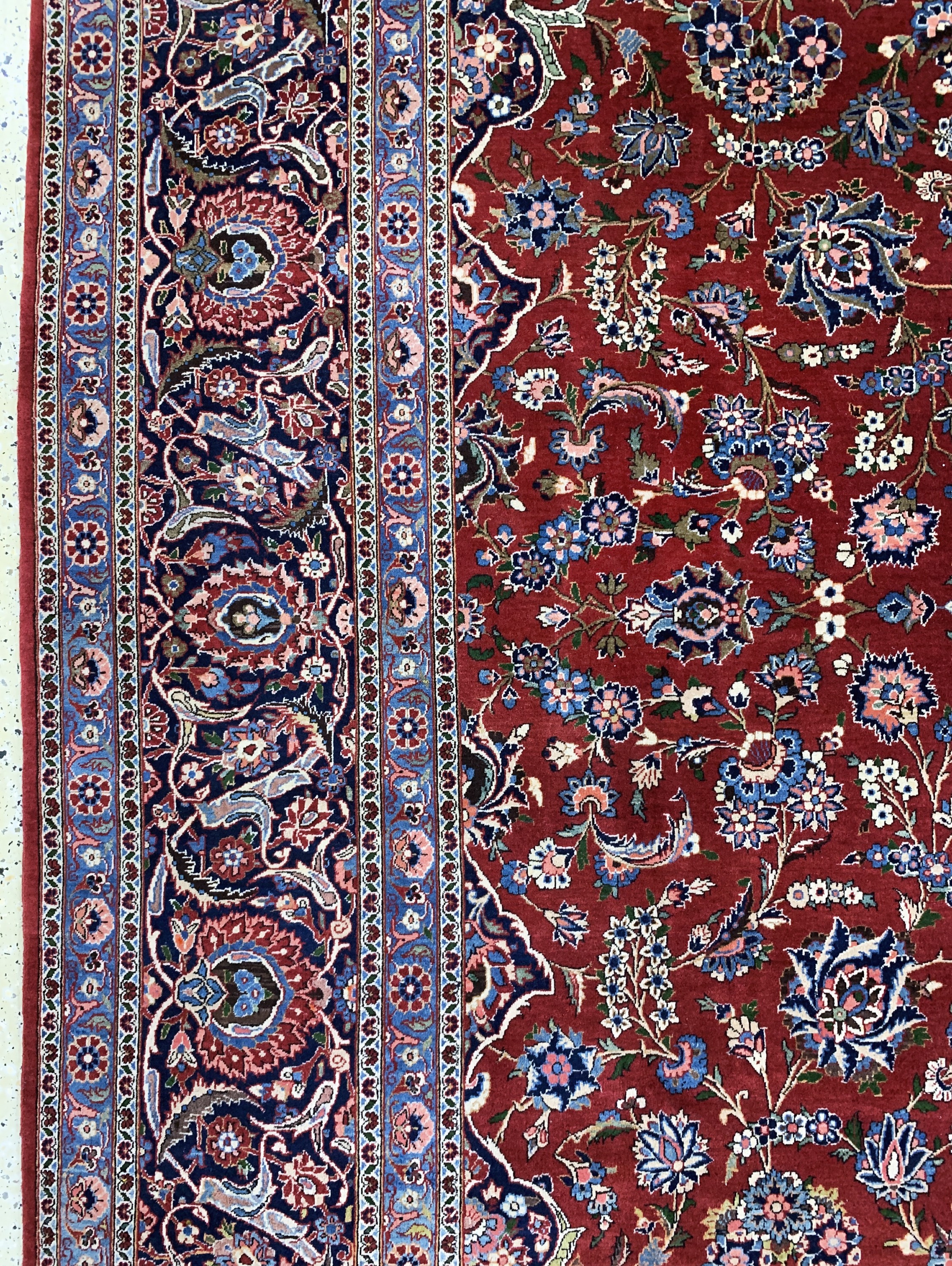 Detail d: Keschan Kork fein, Persien, Anfang 20.Jhd, Korkwolle auf Baumwolle, ca. 420 x 320 cm, fachkundig gereinigt, EHZ: 2(Abrasch)