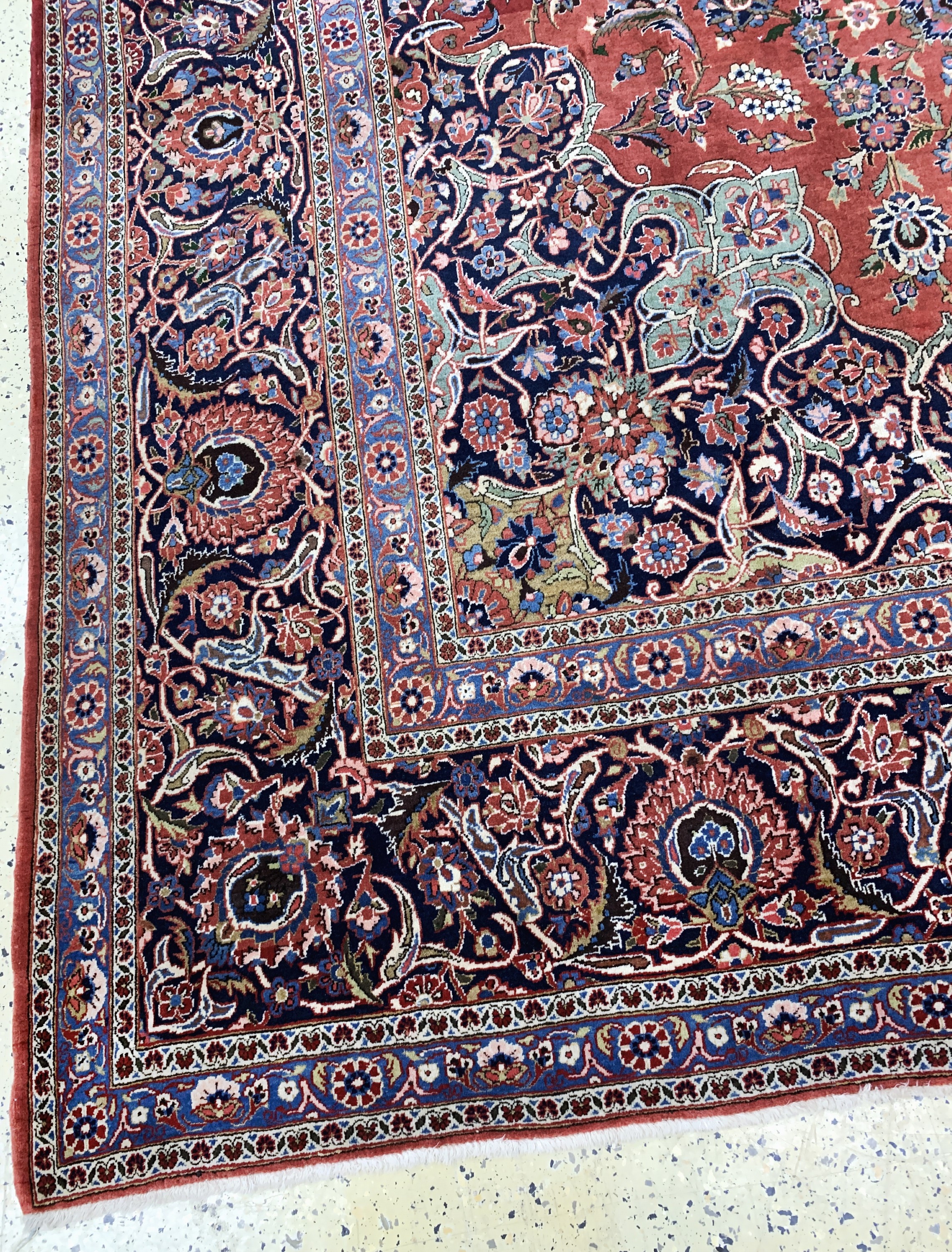 Detail i: Keschan Kork fein, Persien, Anfang 20.Jhd, Korkwolle auf Baumwolle, ca. 420 x 320 cm, fachkundig gereinigt, EHZ: 2(Abrasch)