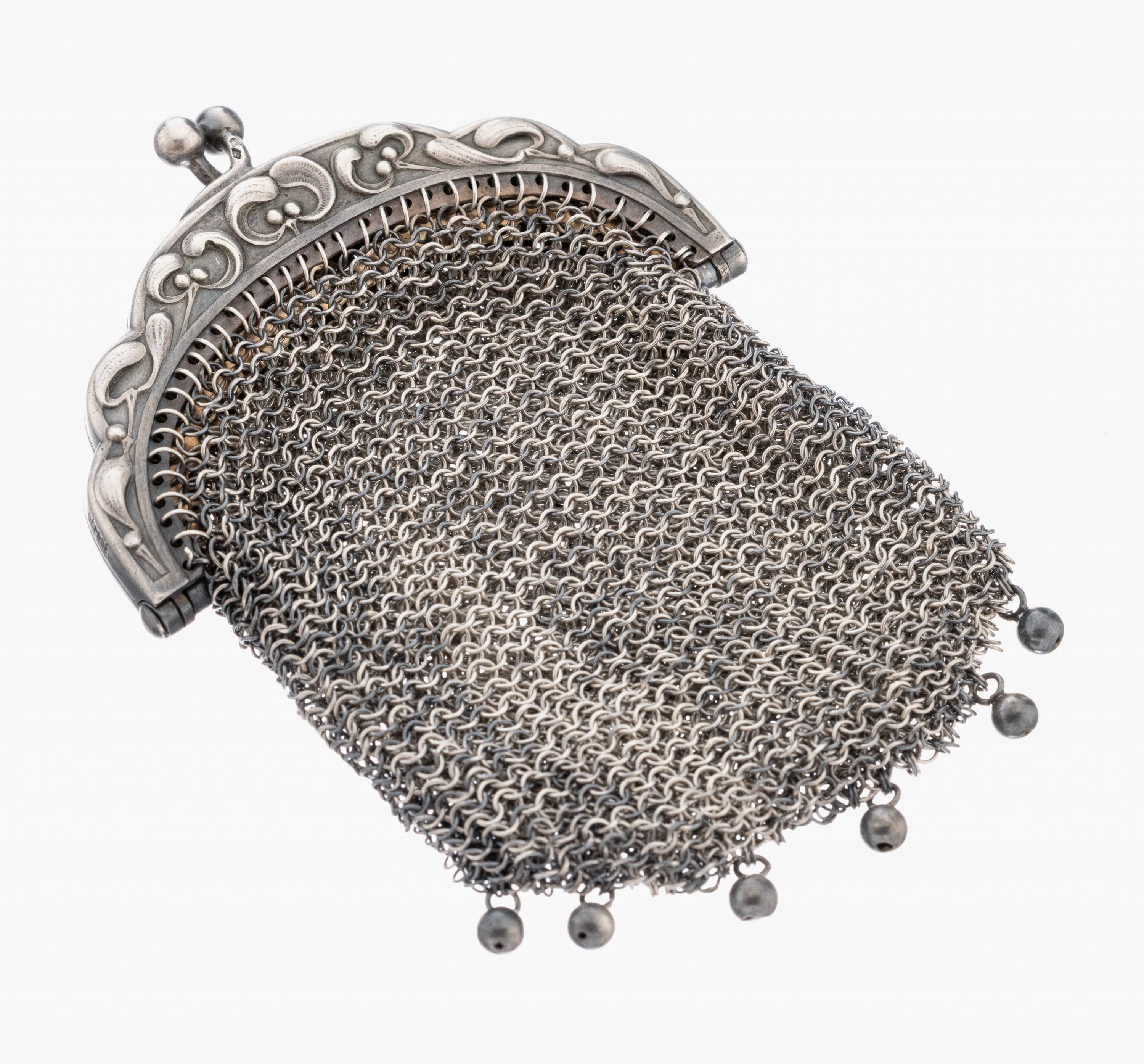 Image 27035062 - Jugendstil Geldtäschchen, Frankreich um 1900, 800er Silber, Meistermarke in Raute ...