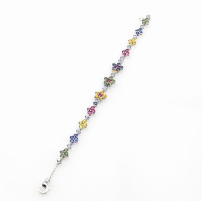 Image Armband mit Saphiren, WG 750/000, 66 Saphirein versch. Farben zus. ca. 4.71 ct, L. ca. ...