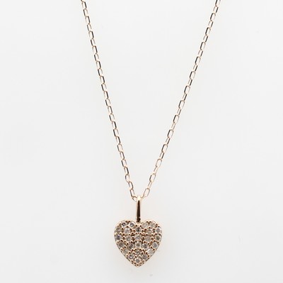 Image Herzanhänger mit Brillanten an Kette, RoséG 585/000, 25 Brill. zus. ca. 0.15 ct ...