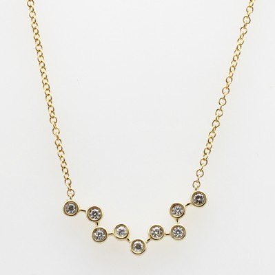 Image Collier mit Brillanten, GG 585/000, 9 Brill.zus. ca. 0.11 ct feines Weiß/vs-si, in L. ...