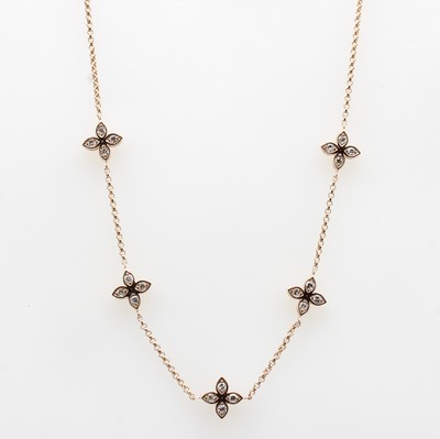 Image Collier mit Brillanten, RoséG 585/000, 20 Brill zus. ca. 0.21 ct feines Weiß/vs-si in ...