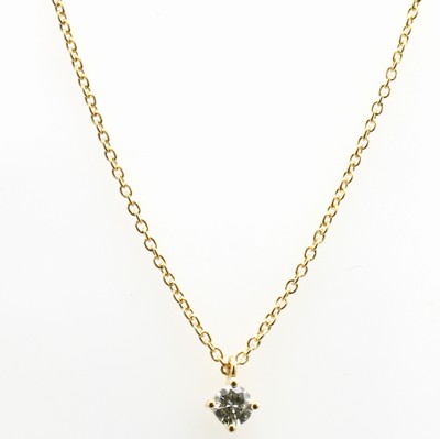 Image Anhänger mit Brillanten an Kette, GG 750/000, Diam. ca. 0.13 ct get.Weiß/vs1, in L. ...