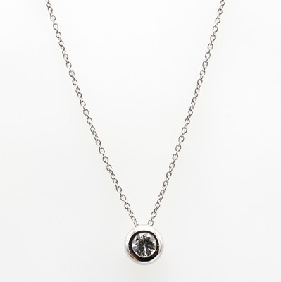 Image Anhänger mit Brillant an Kette, WG 750/000, Brill. ca. 0.25 ct feines Weiß/p1, in L. ...