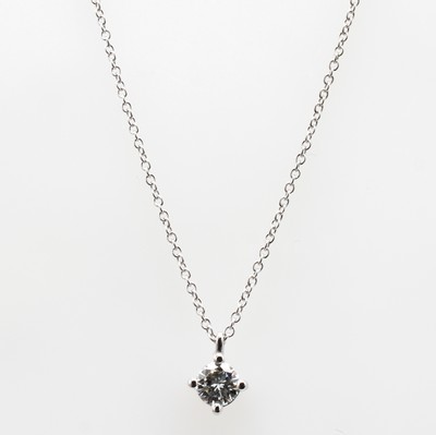 Image Anhänger mit Brillant an Kette, WG 585/000, Brill. in Krappenfassung ca. 0.29 ct feines ...