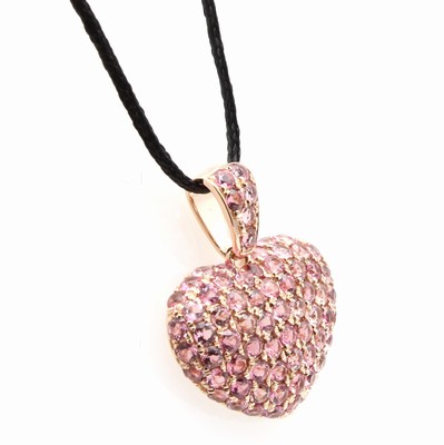 27035027a - Herzanhänger mit Turmalinen, RoséG 585/000, 77 pinkfarb. Turmaline zus. ca. 2.57 ct ...