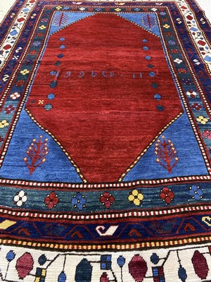 27035045d - Antiker Kazak, Kaukasus, Anfang 20.Jhd, Wolle auf Baumwolle, ca. 200 x 135 cm, EHZ: 2-3