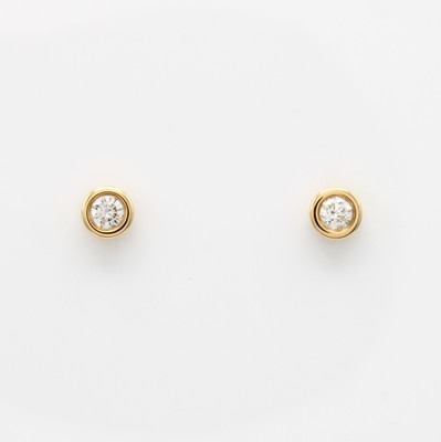 Image Paar Ohrstecker mit Brillantsolitären, GG 585/000, 2 Brill. in Zargenfassungen zus. ca. ...