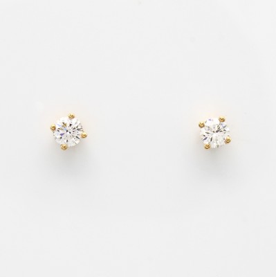 Image Paar Ohrstecker mit Brillantsolitären, GG 585/000, 2 Brill. in 4er Krappenfassungen ...