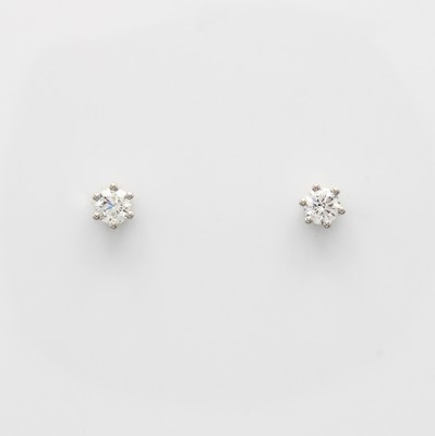 Image Paar Ohrstecker mit Brillantsolitären, WG 585/000, 2 Brill. in 6er Krappenfassungen ...