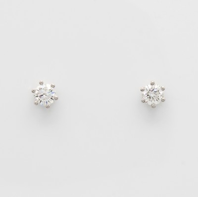 Image Paar Ohrstecker mit Brillantsolitären, WG 585/000, 2 Brill. in 6er Krappenfassungen ...