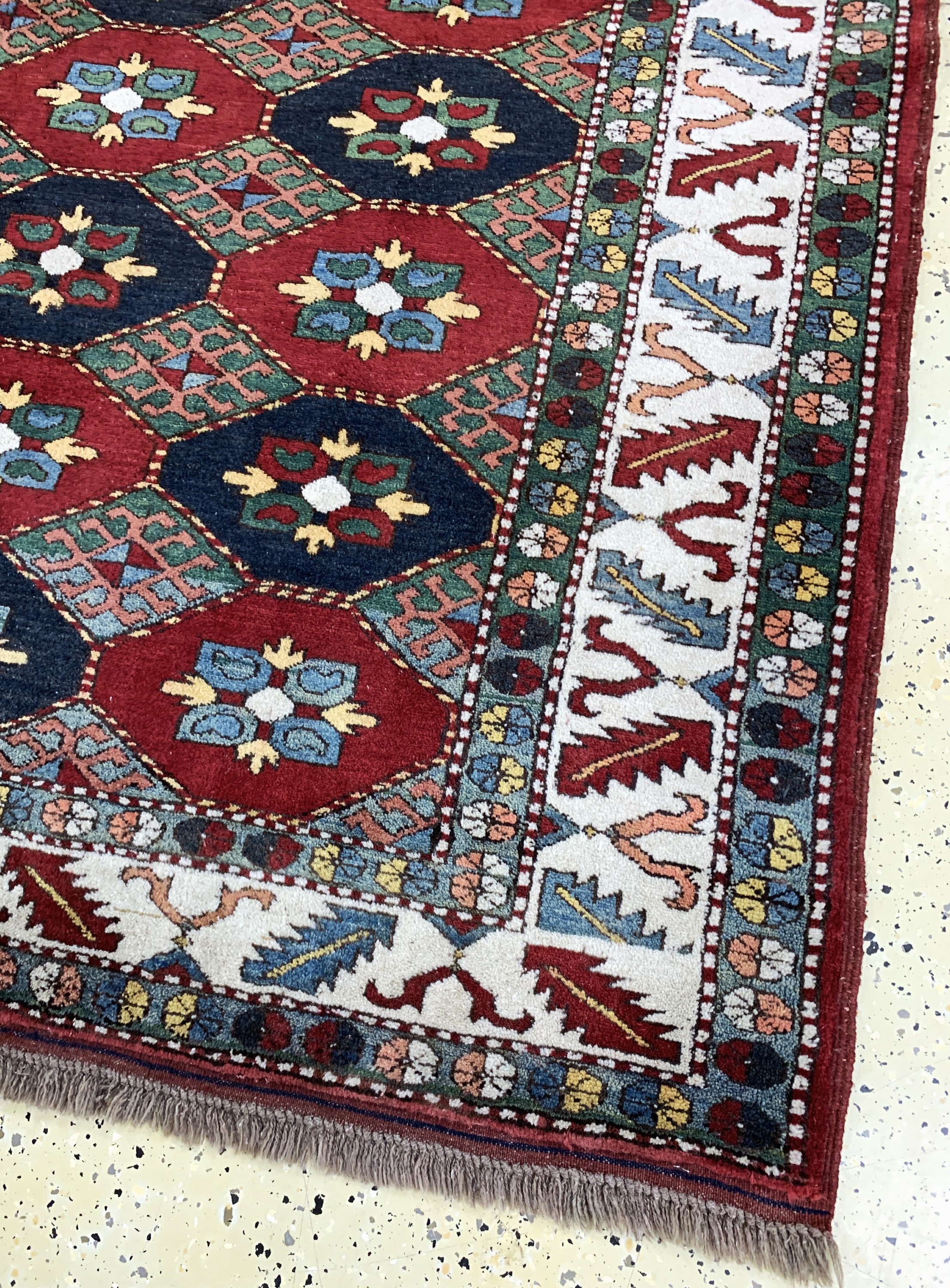 Detail d: Kazak neugeknüpft, Pakistan, Ende 20.Jhd, Wolle auf Wolle, ca. 205 x 190 cm, EHZ: 2