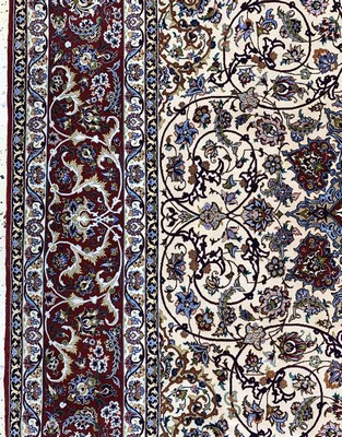 27035132d - Esfahan fein Persien, signiert´Shahabpour´,Mitte 20.Jhd, Korkwolle mit Seide, ca. 310 x ...