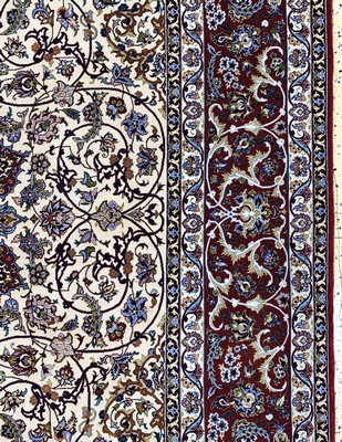 27035132f - Esfahan fein Persien, signiert´Shahabpour´,Mitte 20.Jhd, Korkwolle mit Seide, ca. 310 x ...