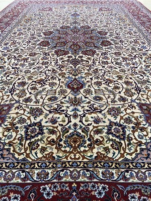 27035132k - Esfahan fein Persien, signiert´Shahabpour´,Mitte 20.Jhd, Korkwolle mit Seide, ca. 310 x ...