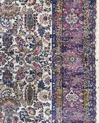 27035291f - Kerman´Lawar´antik, Persien, um 1900, Wolleauf Baumwolle, ca. 460 x 310 cm, gereinigt, ...