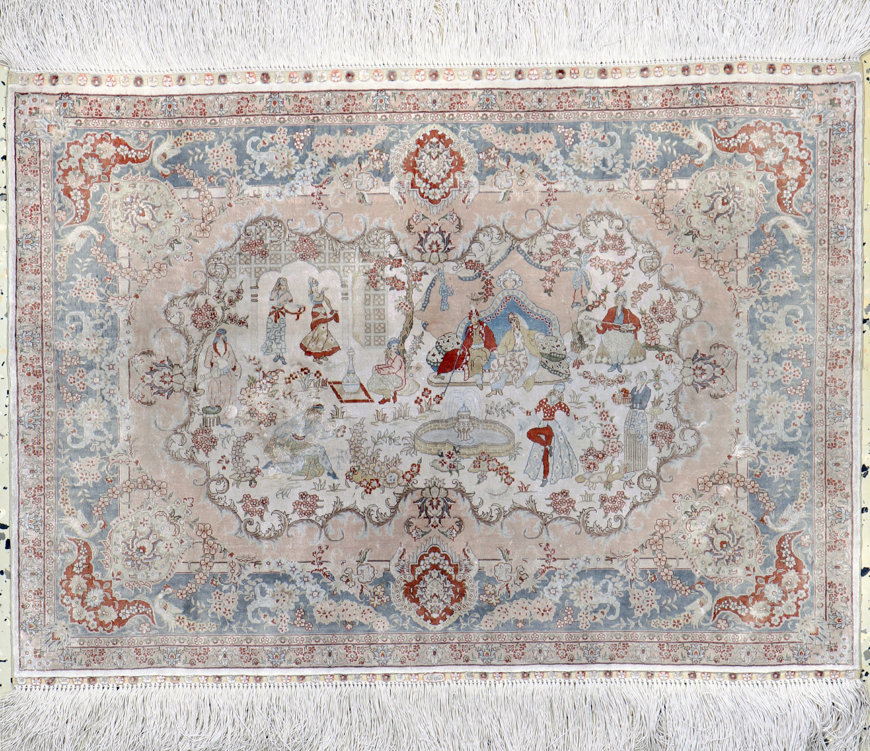 Image 27035318 - Hereke Seide sehr fein, Türkei signiert, Ende 20.Jhd, reine Naturseide, ca. 65 x 46 ...