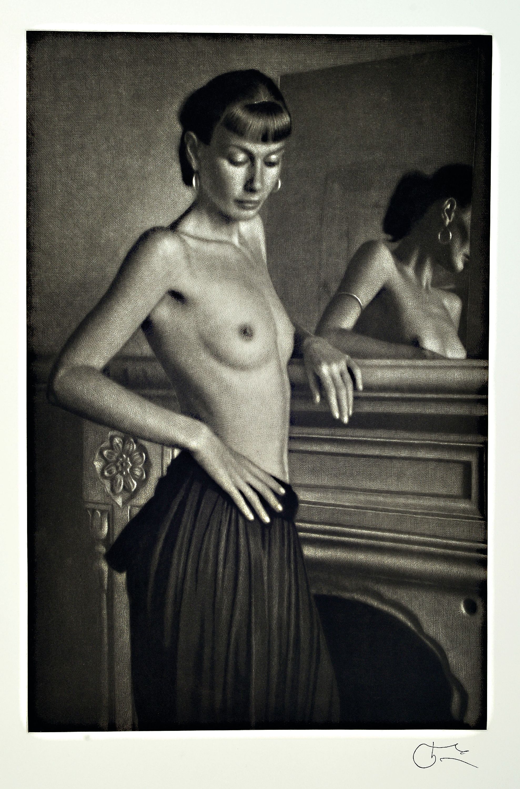 Image 27035332 - Willi Kissmer, 1951-2018, Beate vor dem Kamin mit Spiegel, Radierung mit Stempelsignatur ...