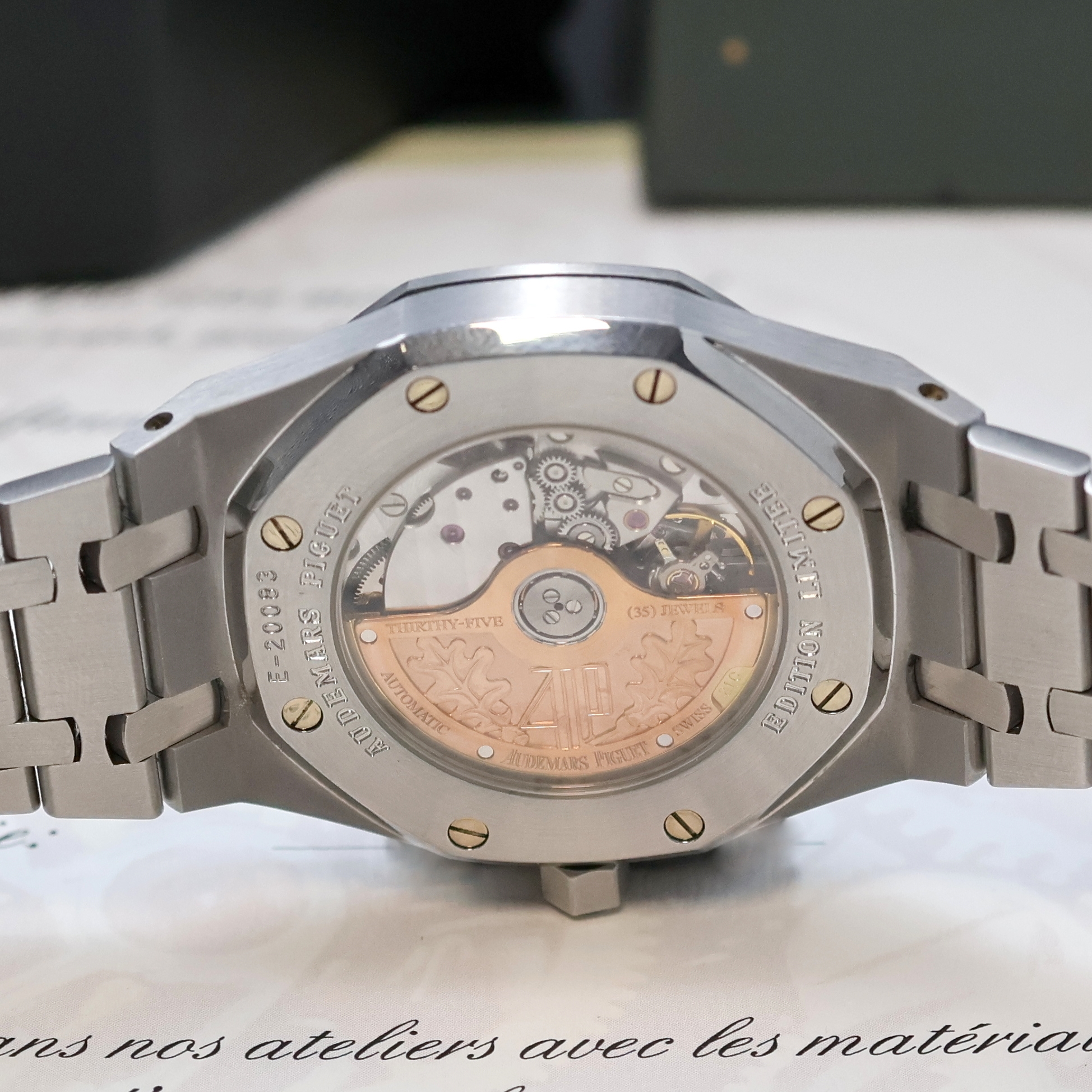 Detail f: AUDEMARS PIGUET Royal Oak seltene, auf 450 Stück limitierte Herrenarmbanduhr "Foundation Time for Trees" Referenz 15100ST.O.0789ST.01, ...
