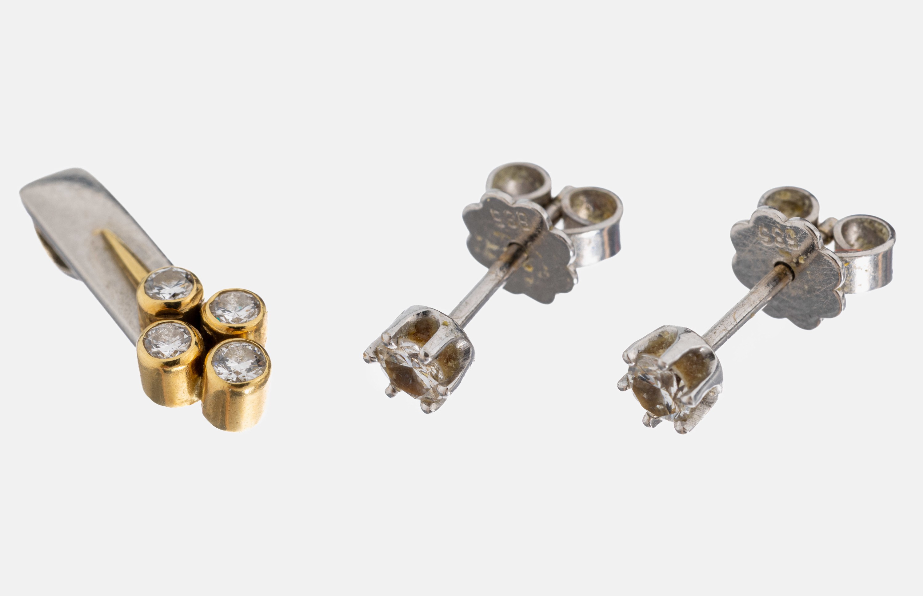 Image 27035394 - Brillant-Konvolut, best. aus: 1 Anhänger, Platin 950/000 und GG 750/000, Meistermarke ...