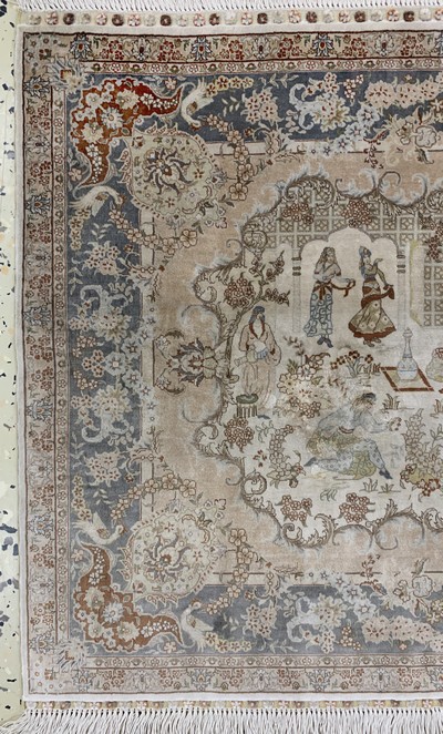 27035318b - Hereke Seide sehr fein, Türkei signiert, Ende 20.Jhd, reine Naturseide, ca. 65 x 46 ...