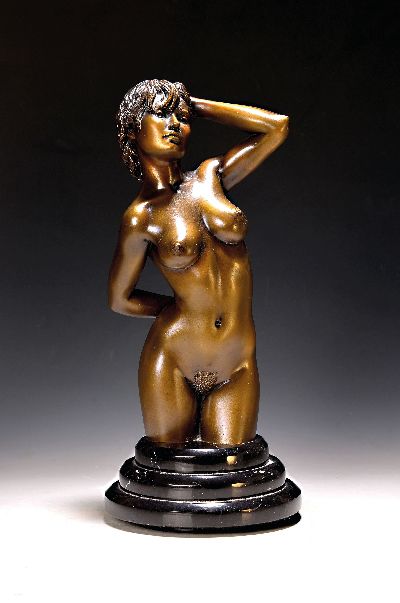 27035373k - Christopher Pardell, geb. 1957 USA, Bronzeskulptur, 1995, weiblicher Akt als Kniestück, ...