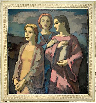 27035391k - Hans List, 1902 Berlin-1977 Altötting, ´Drei Frauen´, so auf Künstleretikett bez., ...