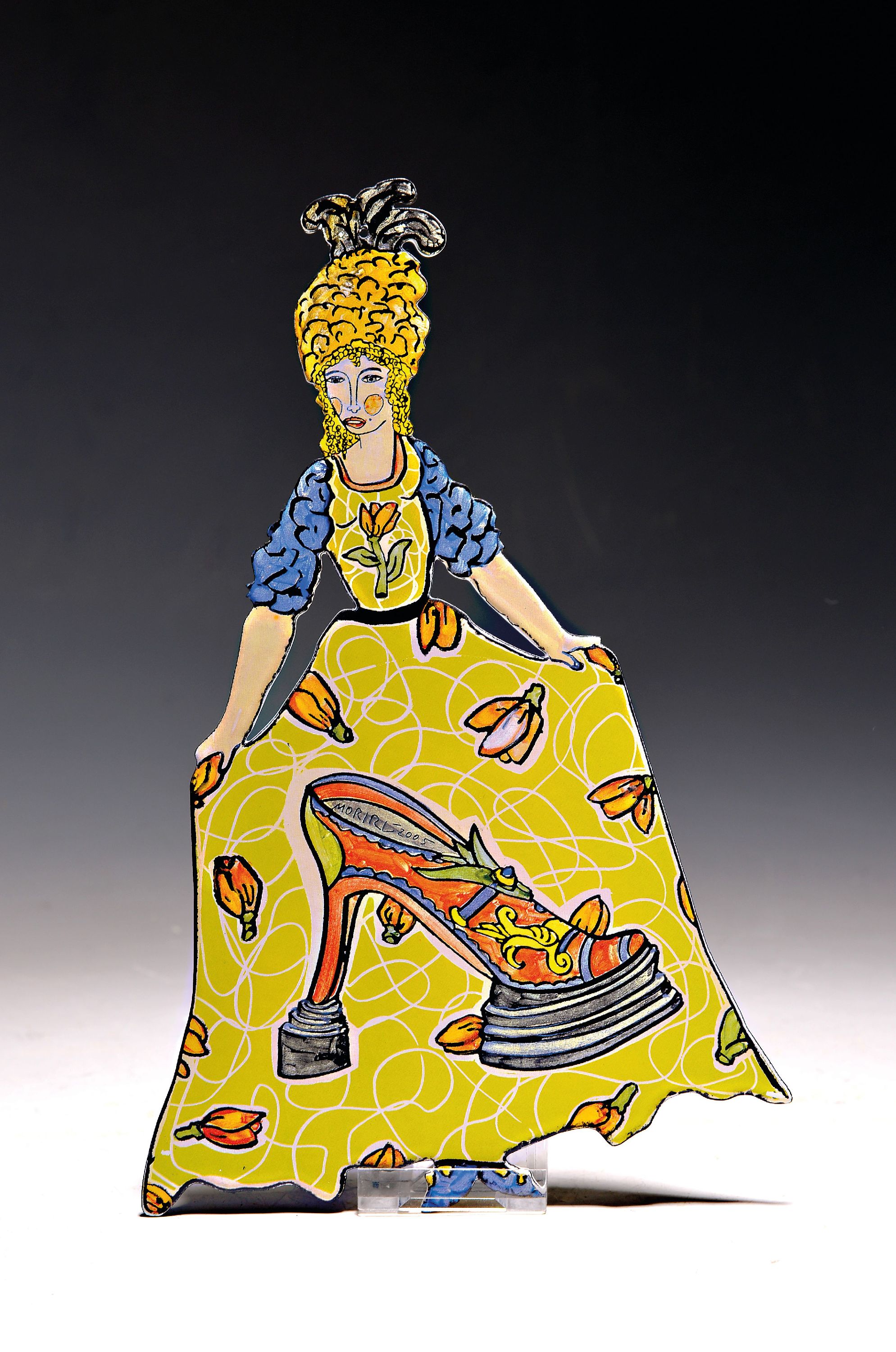Detail k: Moritz Götze, geb. 1964 Halle, "Le Chaussurede Dame", 2005, Email-Edition, LithographierteStahlplatte, Ed. 22/25, verso signiert, 30x19 cm