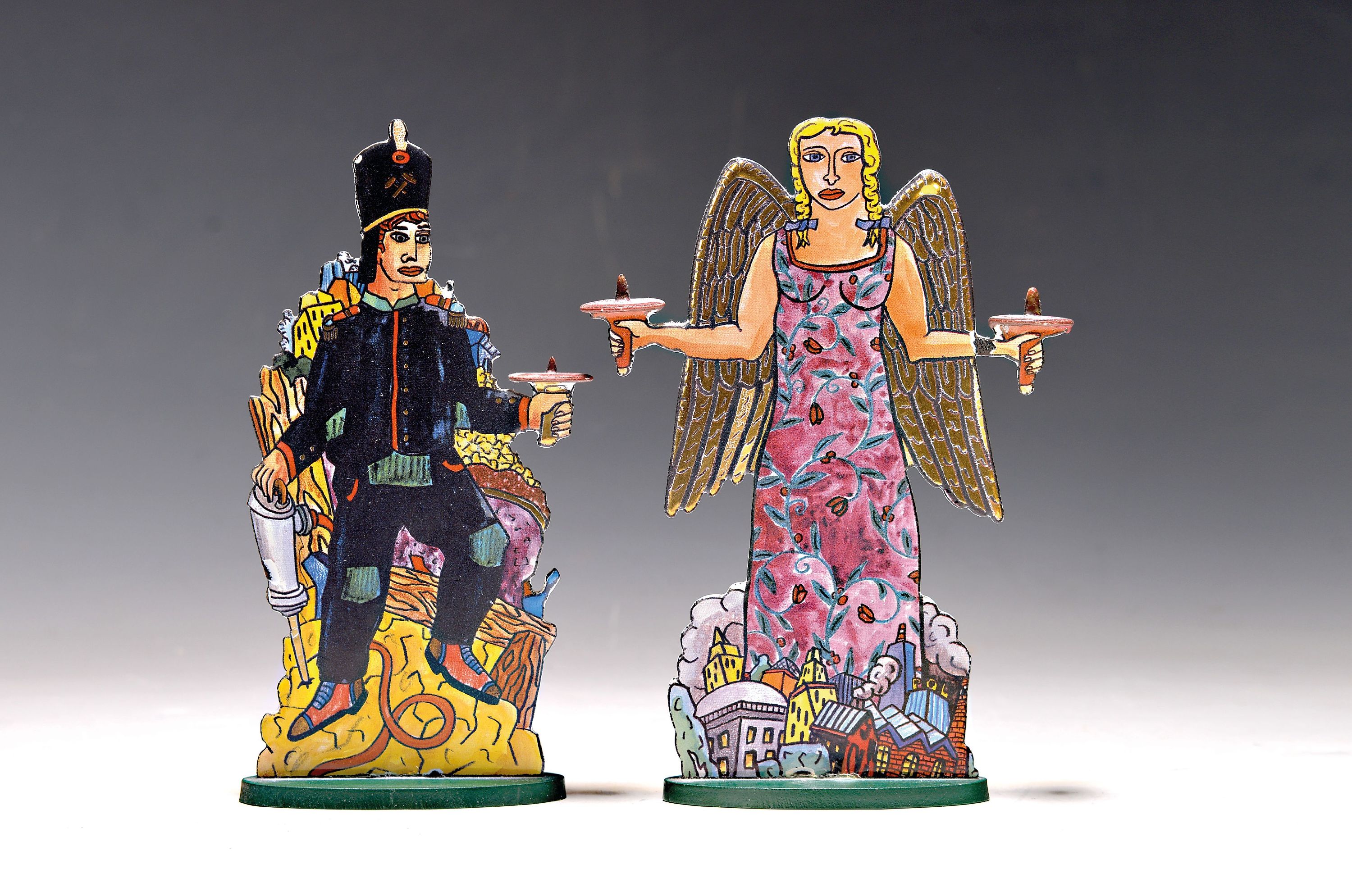 Image 27035451 - Moritz Götze, geb. 1964 Halle, ´Engel und Bergmann´, 2004, Email-Edition, ...