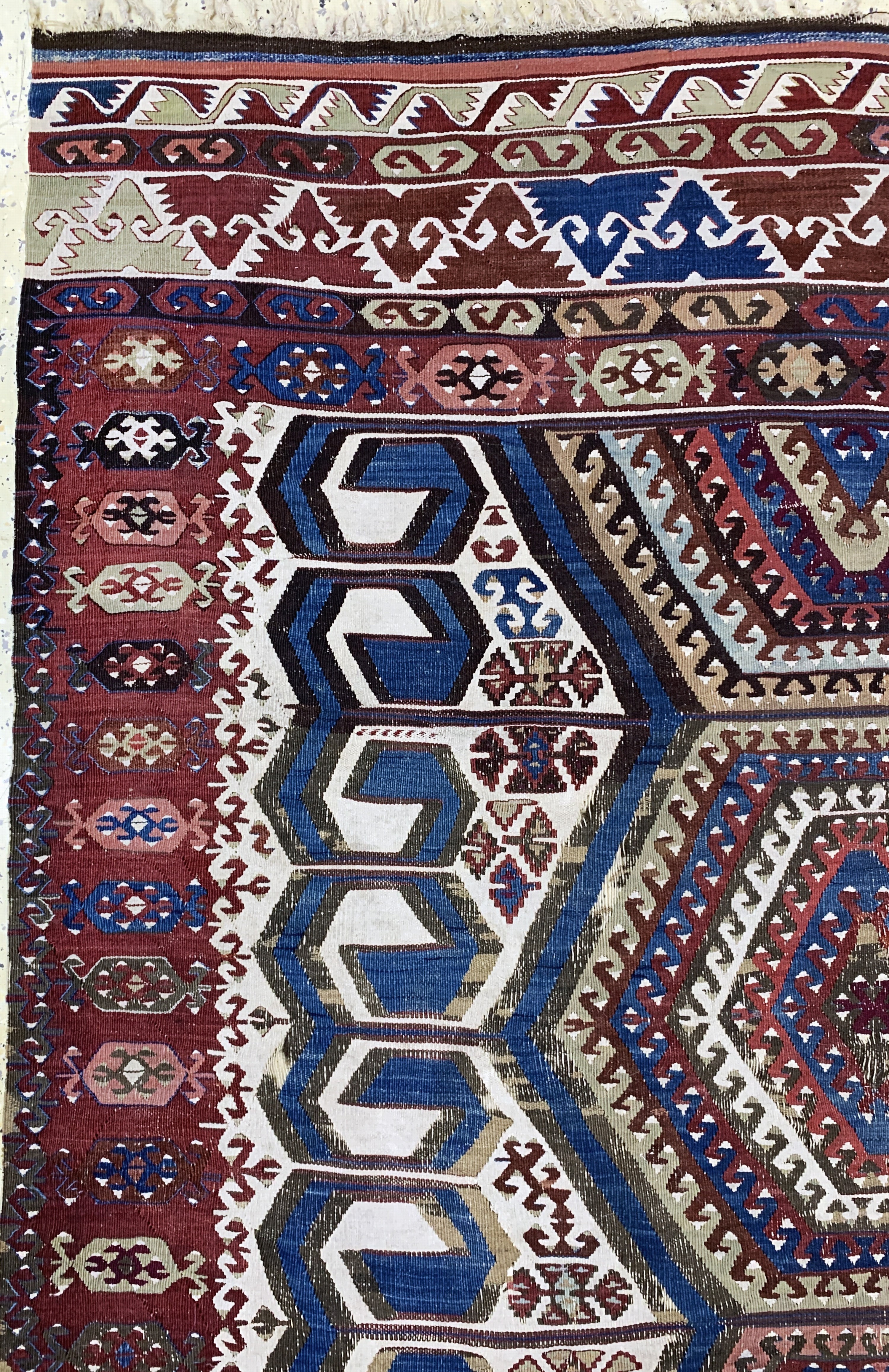 Detail e: Antiker Konya Kelim, Türkei, 19.Jhd, Wolle auf Wolle, ca. 420 x 165 cm, EHZ: 3