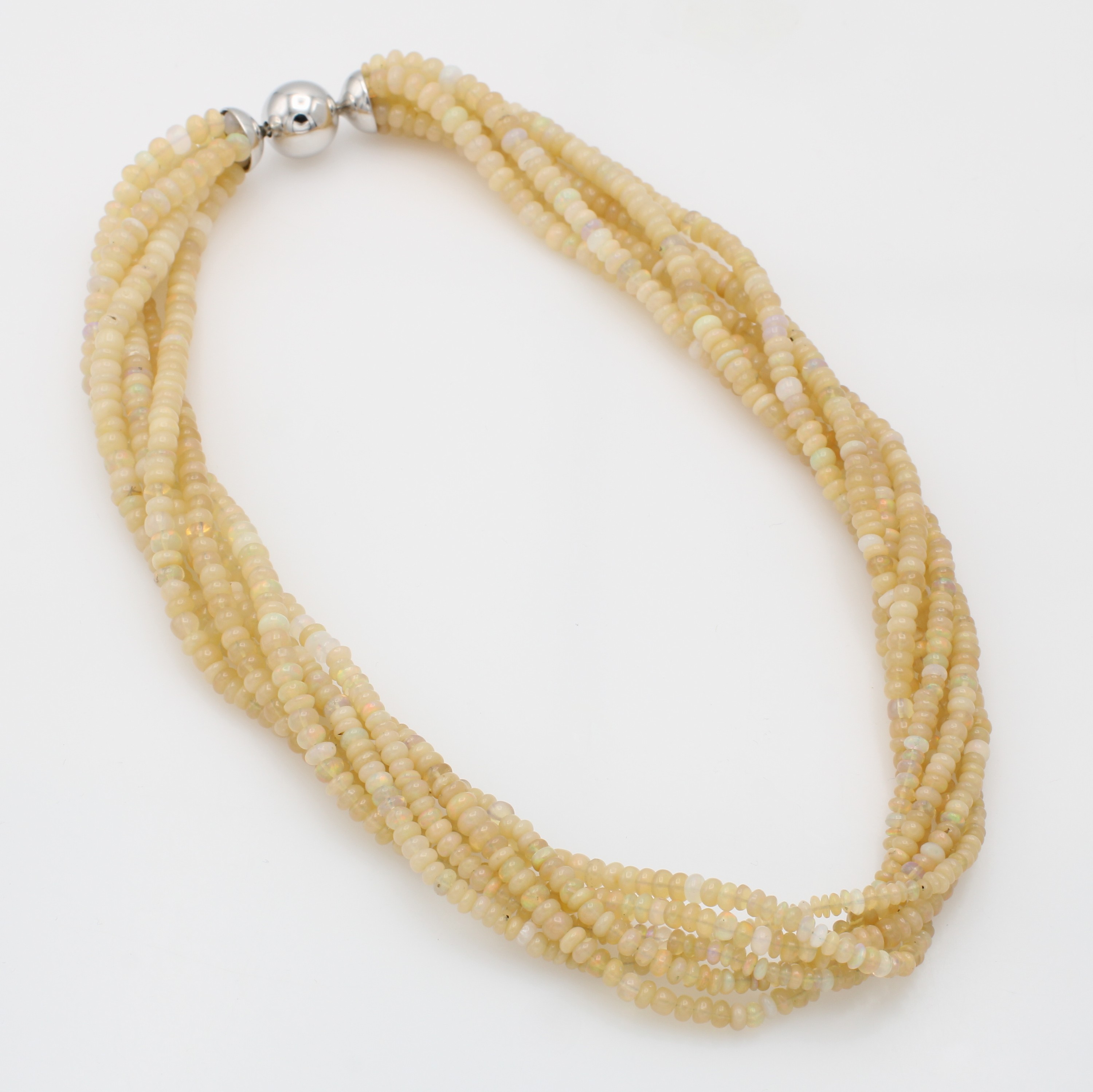 Image 27035459 - 6-reihiges Opalcollier mit Wechselschließe, Kugelwechselschl. u. Endkappen 925er ...