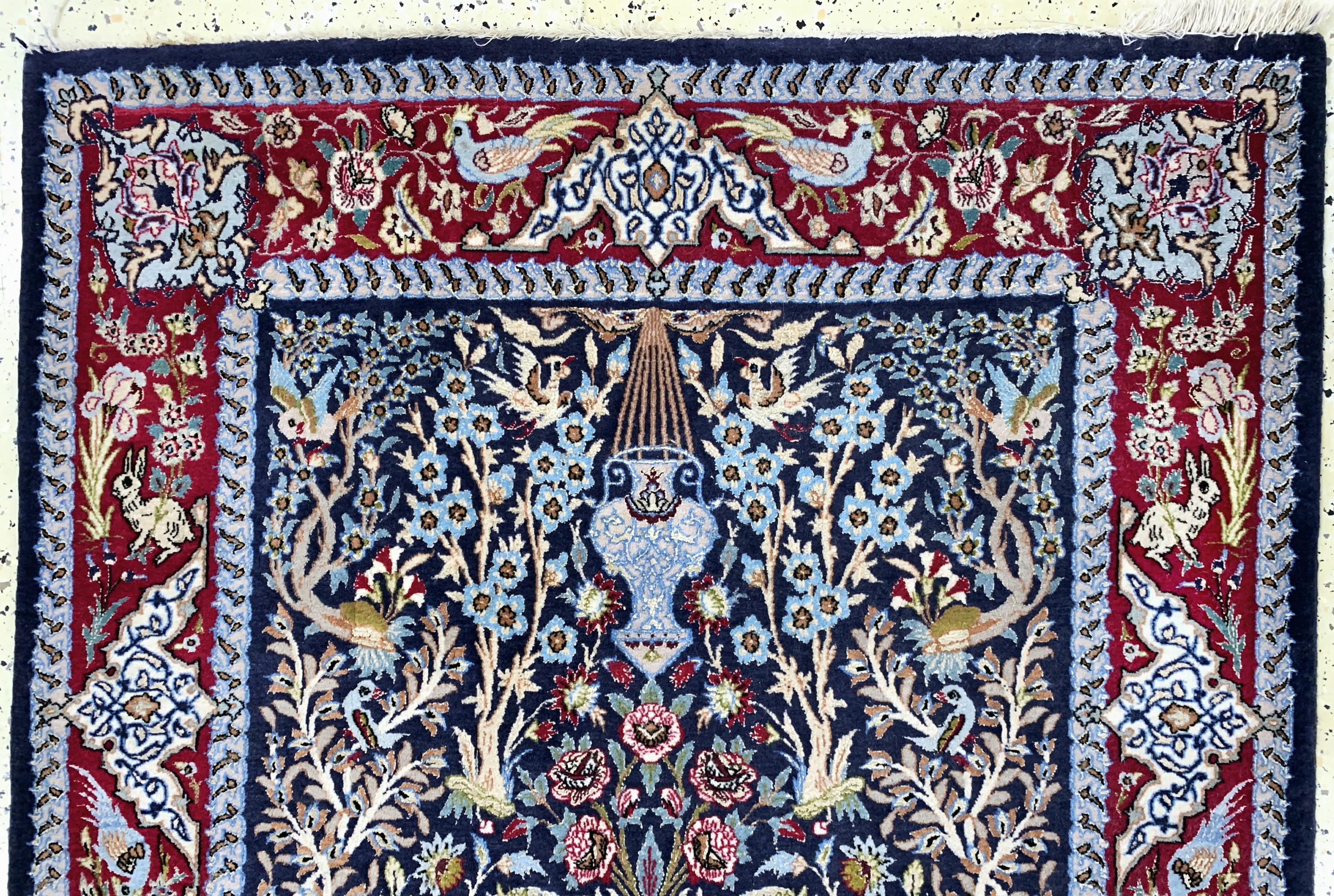 Detail a: Esfahan fein, Persien, Mitte 20.Jhd, Korkwolle mit und auf Seide, ca. 170 x 110 cm,ca. 1,0 Mio. Kn/qm, EHZ: 2