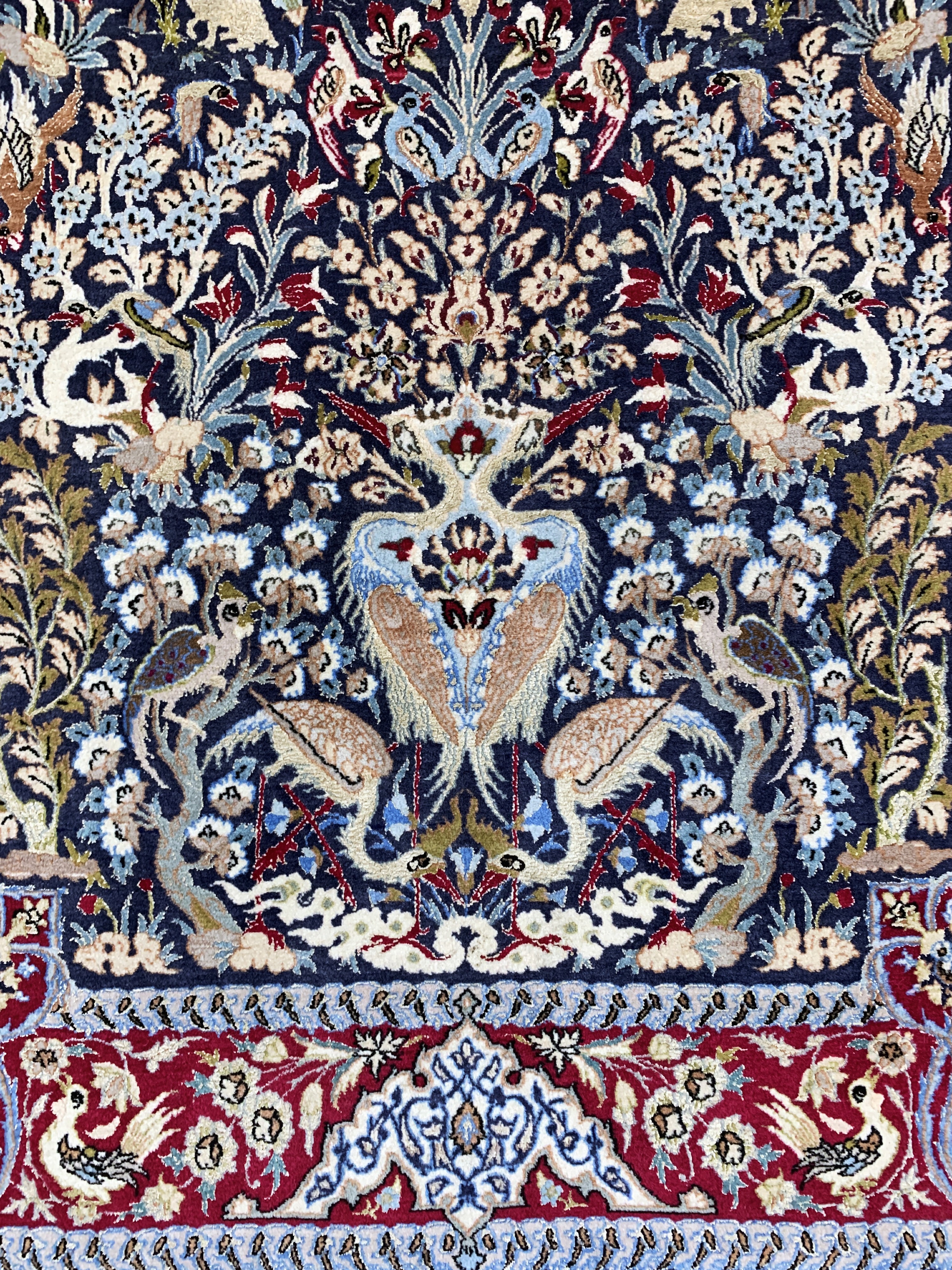 Detail d: Esfahan fein, Persien, Mitte 20.Jhd, Korkwolle mit und auf Seide, ca. 170 x 110 cm,ca. 1,0 Mio. Kn/qm, EHZ: 2