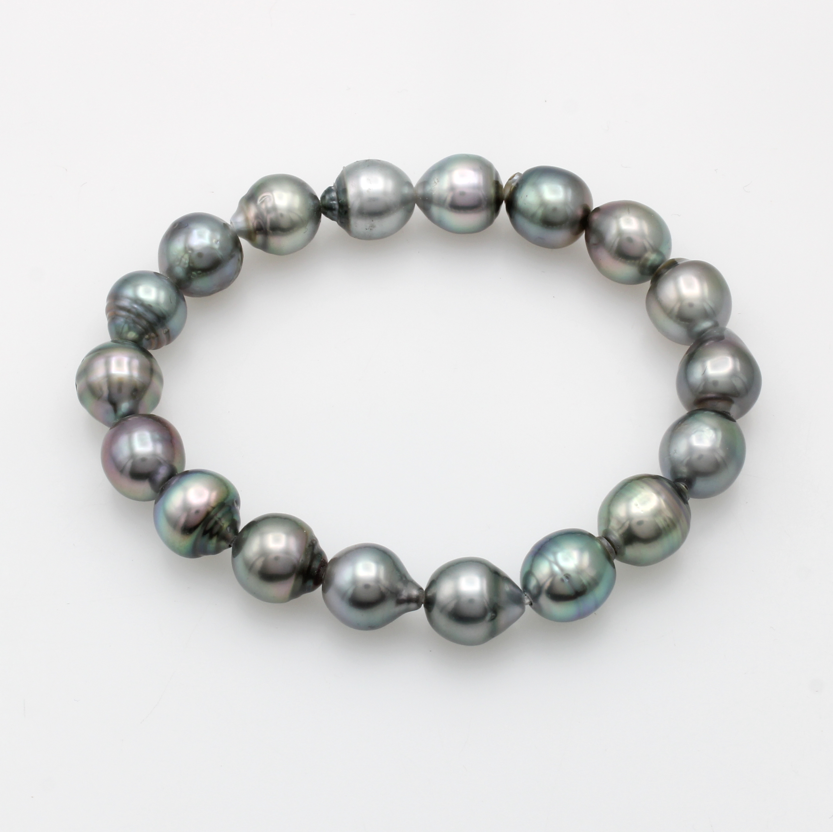 Image 27035470 - Flexibles Tahitiperlarmband, barocke Perlen in Silbergrau von grünlich-violett ...