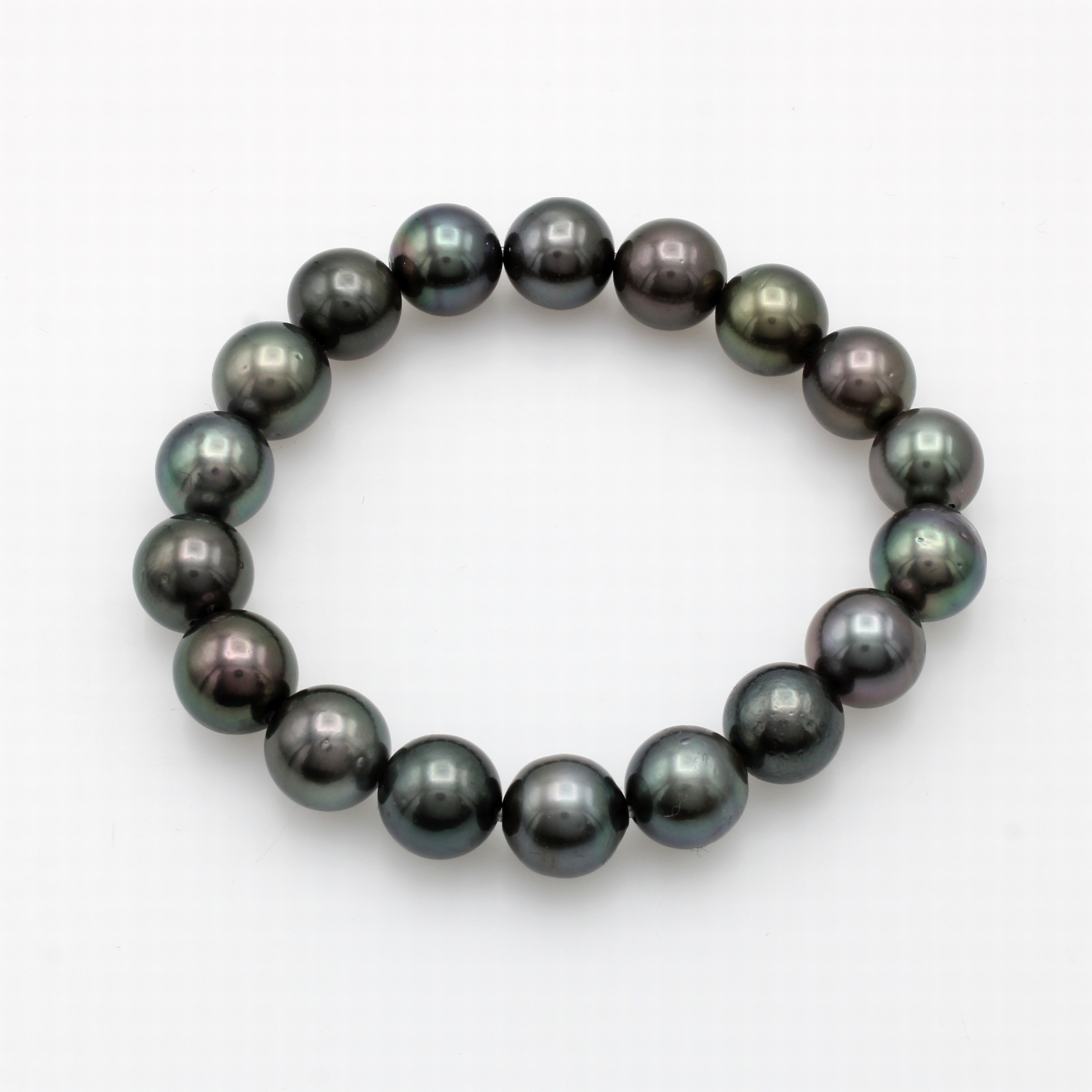 Image 27035471 - Flexibles Tahitiperlarmband, dunkelgraue- grünliche Perlen mit braunem Farbspiel, D. ...