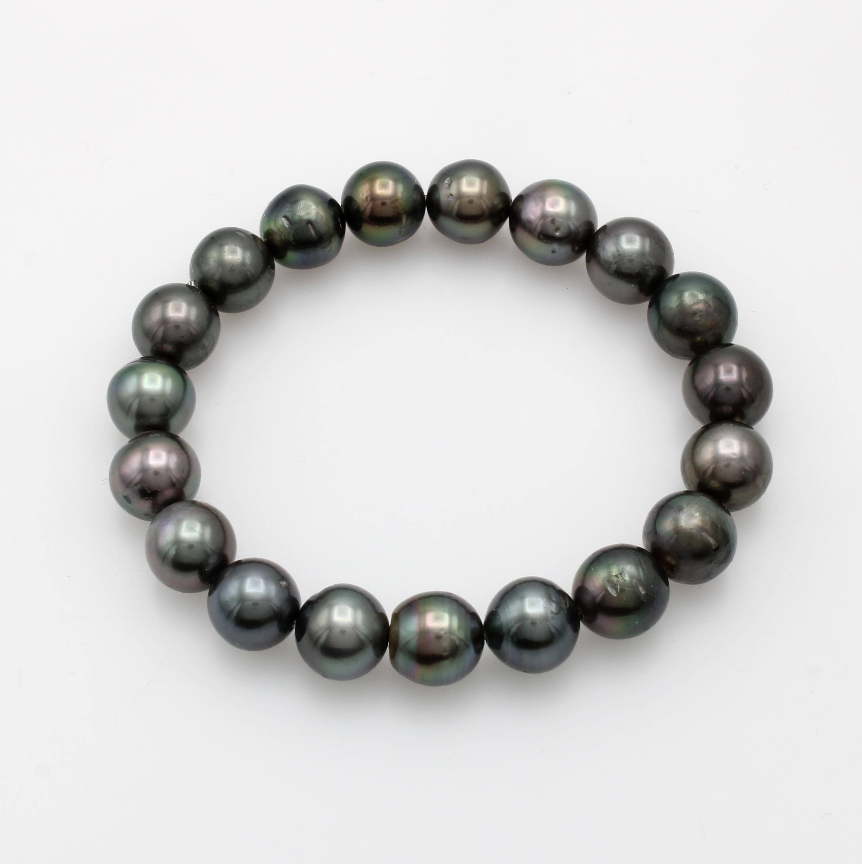 Image 27035472 - Flexibles Tahitiperlarmband, barocke Perlen in Grün und Dunkelgrau mit braunen ...