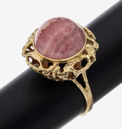 Image 14 kt Gold Rhodochrosit-Ring, 1970er Jahre, GG 585/000, Rhodochrosit-Kugel, RW 55, ca. ...