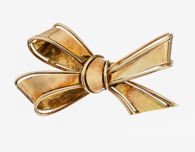 Image 14 kt Gold Brosche, GG 585/000, in Form einer Schleife, ca. 4.3 x 2.5 cm, ca. 7.2 g, ...